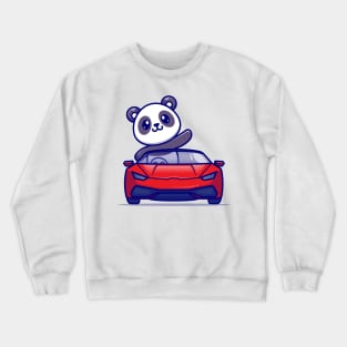 Cute Panda Driving Car Cartoon Crewneck Sweatshirt